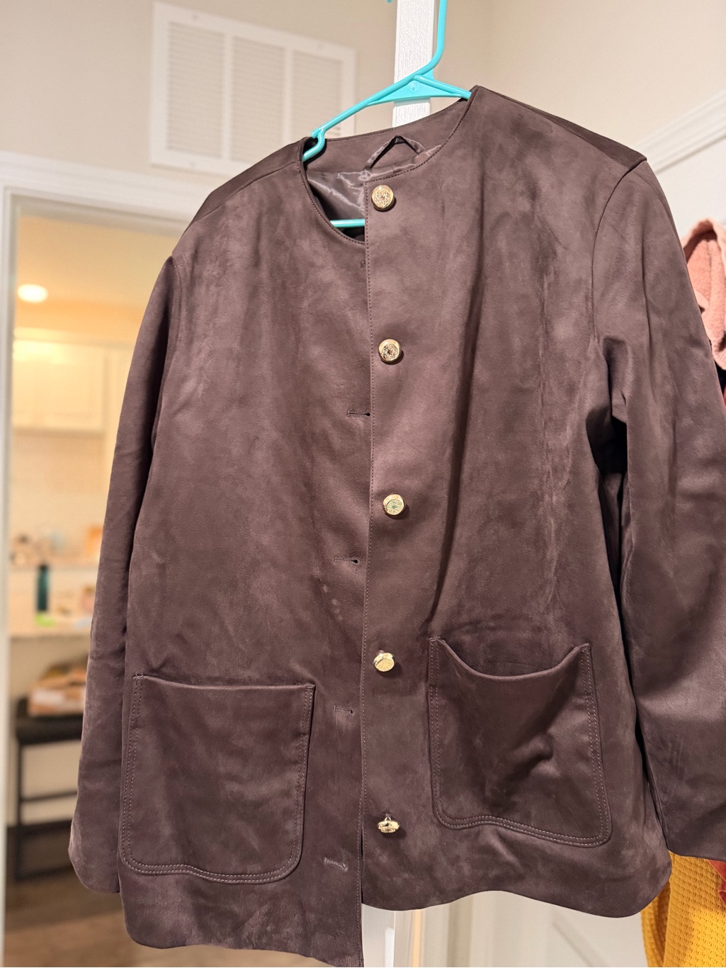 H&M Men's Dark Brown Suede Button Jacket